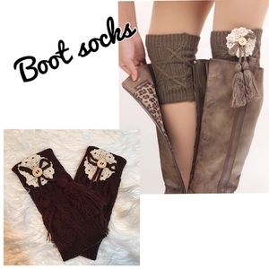 Knit Boot Cuffs Dark Brown